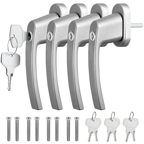 GETLITOOL Lot de 4 poignées de fenêtre pour fenêtres en Aluminium Serrure de fenêtre oscillobattante Poignées de Porte de Balcon Forme Simple de Mode...