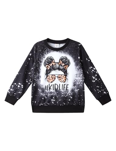 PATPAT Girls Sweatshirts Size 5-14 Years Graphic Pullover Long Sleeve Crewneck Shirt Cute Cartoon Casual Clothes for Girls