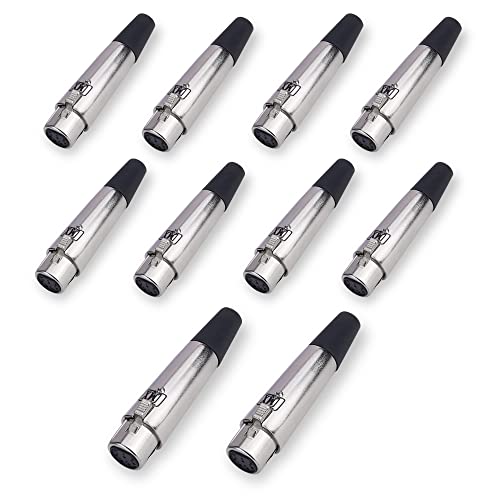 Image of MX 3 Pin XLR Microphone pin Pure Copper Nickel Plated Pins1 for High Conductivity microphone (7-Pin Female XLR connector, Pack of 10, Female Connector)