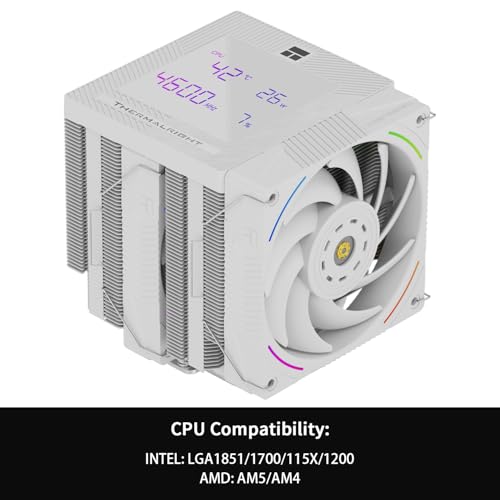 Image of Thermalright Phantom Spirit 120 Digital Snow CPU Cooler,Dual PWM Fans, 7 Heat Pipes CPU Cooling,Digital Screen Top Cover-Magnetic Attraction,for lga1700 /1851 /1150 /1151 /1200, AM4 /AM5,Heatsink Cooler