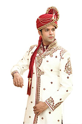 Classic Kedia Style White Indian Wedding Sherwani Kurta Pajama for