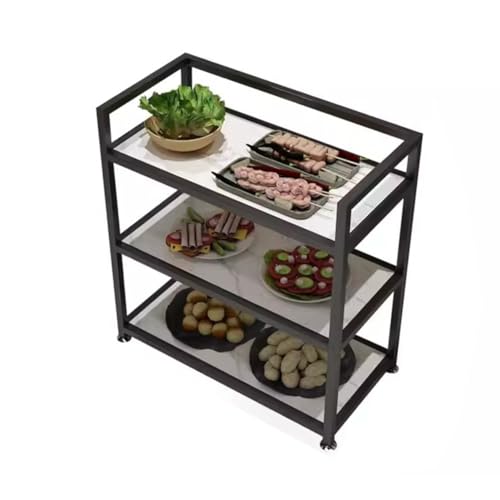 Hairdresser Trolley, 3 Tiers Kitchen Utility Cart,Beauty Salon Trolley,Heavy Duty Industrial Serving Cart,for Kitchen,Beauty,Restaurant,Bar(Black-b)