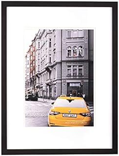 kennethan Picture Frames 30 x 40 cm 1 Pack Black-with White Mount,Wooden Photo Frames for Wall Mounting
