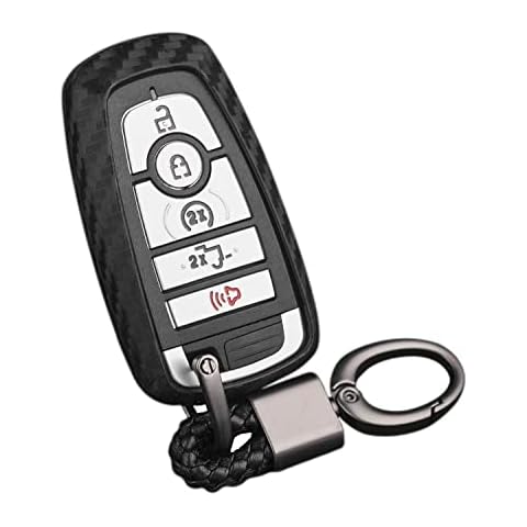M.JVisun Soft Silicone Rubber Carbon Fiber Texture Case Key Fob Cover For Ford Bronco Escape Expedition Explorer F150 F250 F350 F450 F550 Fusion Maverick Mondeo Ranger Car Key - Black - Weave Keychain Cover