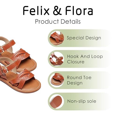 Image of Felix & Flora Toddler Girl Sandals -Flower Girl Dress Shoes Open Toe Little Kid Flats