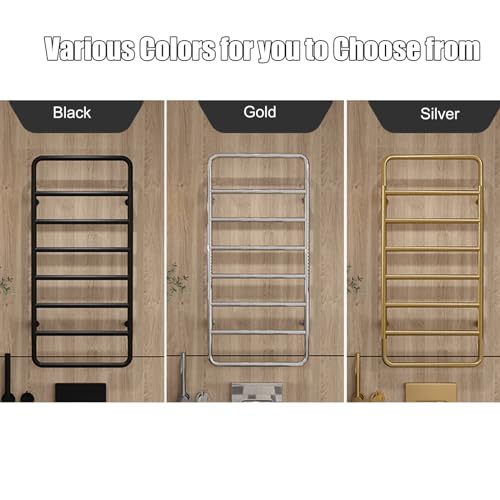 Toallero eléctrico negro de acero inoxidable con 8 barras para baño 3