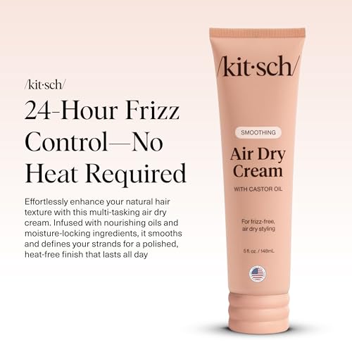 Kitsch Smoothing Air Dry Cream for Hair – Frizz Control Hair Care Product with Castor Oil & Coconut Oil – Weightless Styling Cream - Enhances Natural Texture Appearance, 24-Hour Smooth Finish – 5 oz - Image 3