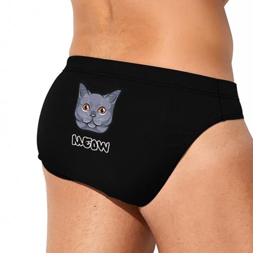 British Shorthair Cat Face Mens Swim Briefs Bikini Sexy Low Rise Trunks Swimsuit Bathing Suit Beach3