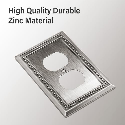 Image of Henne Bery Sunken Pearls Heavy Duty Decorative Wall Plate Switch Plate Outlet Cover (Single Duplex, 2 Pack, Heirloom Silver)