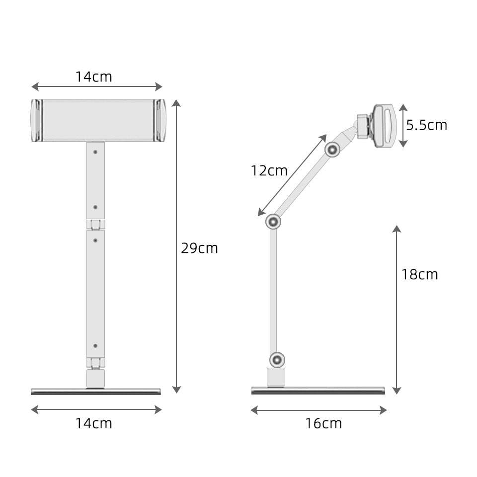 UGIFT Soporte ajustable para tableta, soporte de escritorio multiángulo, giro de 360°, 4-12.9 pulgadas, color negro