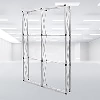 Aluminum Pop Up Display Stand with Tension BackdropFolding Trade Show Booth Frame Portable Banner Rack for Concerts Weddings Parties & Conferences Includes Carrying Bag
