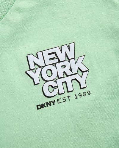 Image of DKNY Toddler Boys Short Sets - 4 Piece Short Sleeve Graphic Boys T Shirts and Matching Fleece Toddler Shorts Summer Clothes