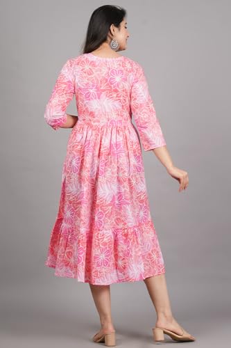 Image of Kuruti B Sheets Women's Cotton Floral Printed Regular Fit Anarkali Kurta for Women