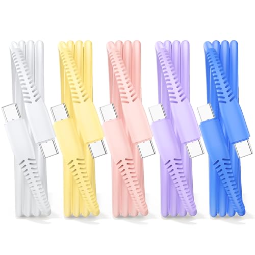 deloni Cable USB C a USB C, (paquete de 5 unidades de 3 pies) tipo C a tipo C, cable de carga rápida 60 W/3 A para iPhone 16/15 Pro/Plus/Pro Max, para Samsung Galaxy S25 S24 S23 Ultra, para iPad Pro