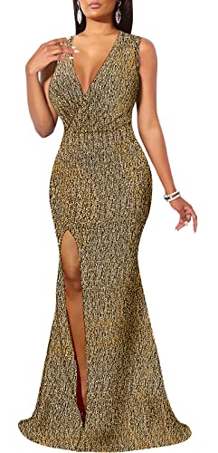 Image of Formal Long Sleeve Dress for Women Sequin Bodycon Ruched Sparkly Dresses