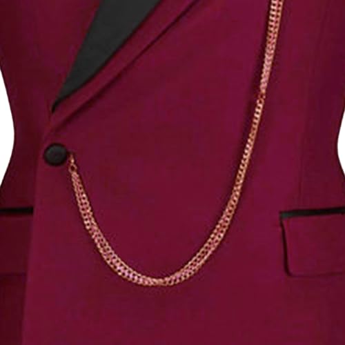 Men's 2 Piece Suit Solid One Button Tuxedo Slim Fit Luxurious Blazer Casual Formal Party Dinner Jacket & Pants3