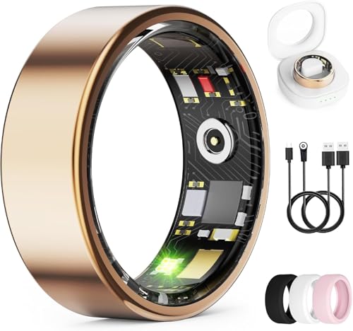 Image of Smart Ring for Women & Men, Health Tracker Ring with Heart Rate, Blood Oxygen,Blood Pressure, IP68 Waterproof Fitness Ring, Sleep Tracker for iPhone and Android, No APP Fee (Rose Gold, 10#)