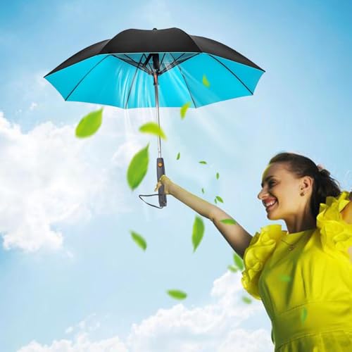 Przenośny parasol przeciwsłoneczny 3 w 1 z wentylatorem i mgłą, UV SPF 50, funkcja chłodzenia na kemping na świeżym powietrzu i na plażę
