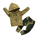 Toddler Infant Baby Boy Clothes Mr. Steal Your Girl Printed Hoodie Tops Sweatsuit Camouflage Pants...