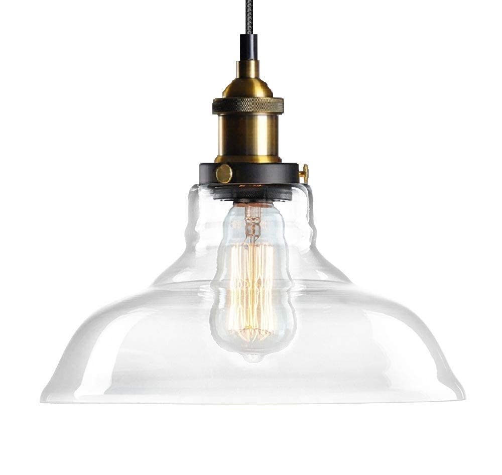 Amber glazen bol hanglamp plafond kroonluchter, industriële vintage messing 3-flitsende hanglamp cluster, E27 socket plafondlamp voor keuken woonkamer (kleur: transparant Amber glazen bol hanglamp plafond kroonluchter, industriële vintage messing 3-flitsende hanglamp cluster, E27 socket plafondlamp voor keuken woonkamer (kleur: transparant