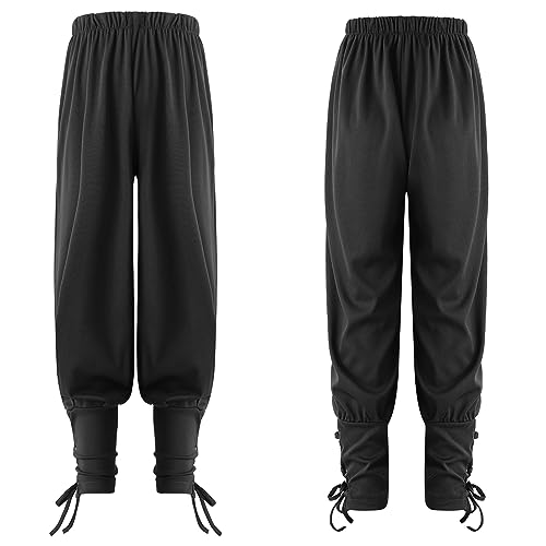 Kids Boys Medieval Renaissance Pirate Pants Elastic Waist Viking Pants Casual Ankle Banded Cuff Trousers4