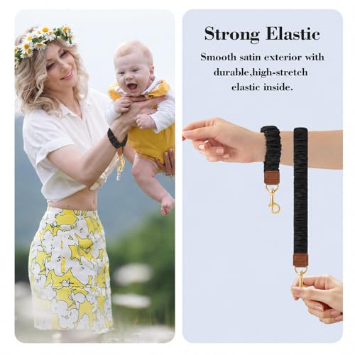 Image of Scrunchie Keychain Wristlet, Cute Key Chain Wrist Bracelet Lanyard Strap