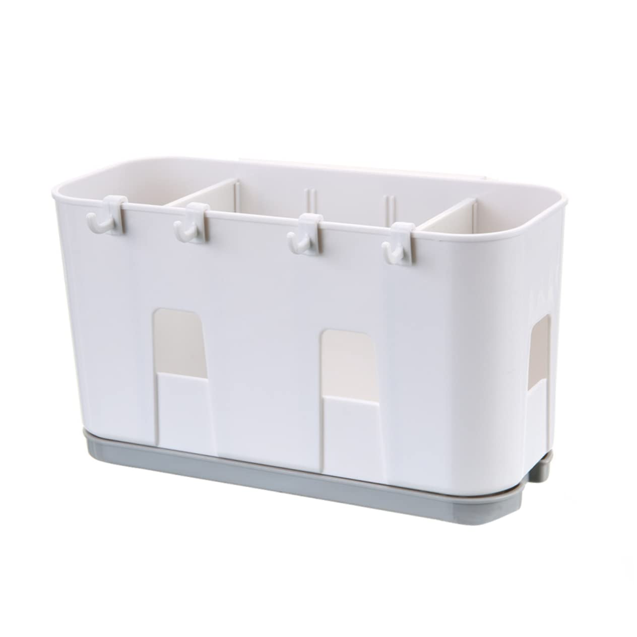 GREENADSCAPE Sundries Shelf Household -mounted Chopstick Rack Dish Drainer Drip Tray, White, 22.2X12.2CM