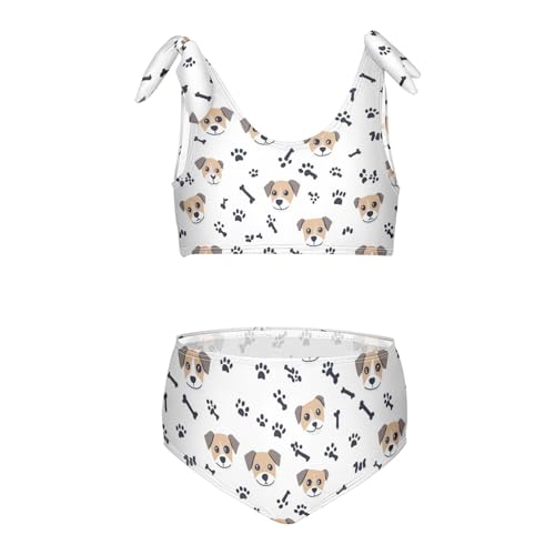 Wusikd Cute Dog Faces Girls Swimsuits Two Piece Paw Prints Swimwear Bikini Set for for Girls Size 3T
