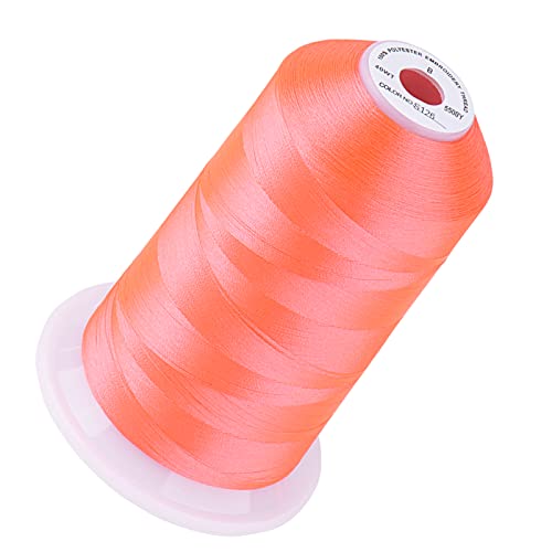 Image of Simthread 5500Yds /5000M 40WT Polyester Embroidery Thread Neon Red S126 | High-yardage 5000M spool offers smooth feeding and stable 40WT polyester thread for home and commercial embroidery machines.