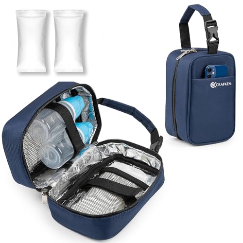Image of Small Portable Cooler Breastmilk Storage Bag - Insulated Leakproof Breast Milk Storage for Baby Feeding Bottles, Keeps Milk Fresh 6-8 Hours with 2 Ice Gel Packs, (Sapphire Blue)