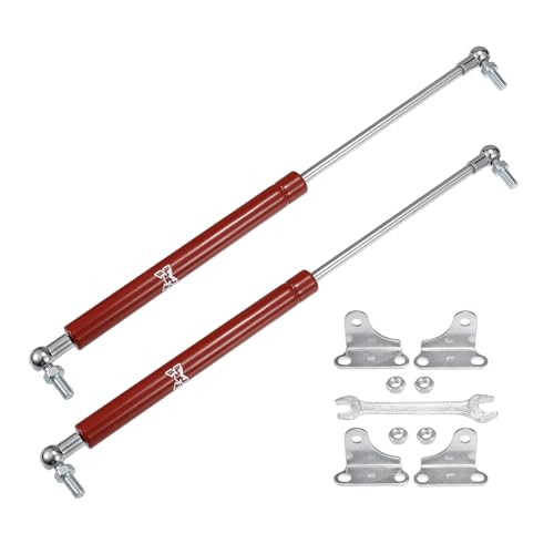 X AUTOHAUX ガススプリング ダンパー 38cm伸長/23cm圧縮 30kg耐荷重 汎用 リフトサポート RV トラック ボート 家具用 L型ブラケット+レンチ付き メタル製 レッド 2本セット
