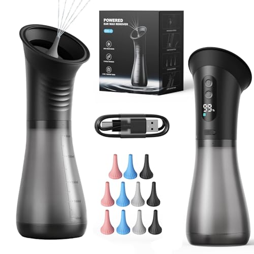jjojcll Ear Wax Removal Electric Ear Cleaner with LED Display & 2 in 1 Tank Upgraded Ear Wax Removal Safe and Effective Ear Wax Removal Kit-Ear Cleaner Kit with Wastewater Recovery System