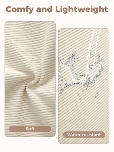 Lekespring Cord Tasche Damen, Groß Tote Bag Strandtasche mit Reißverschluss, Shopper Tasche Damen Laptoptasche mit 17 Zoll Laptopfach, Elegant Handtasche Umhängetasche für Arbeit Schule Gym-Beige