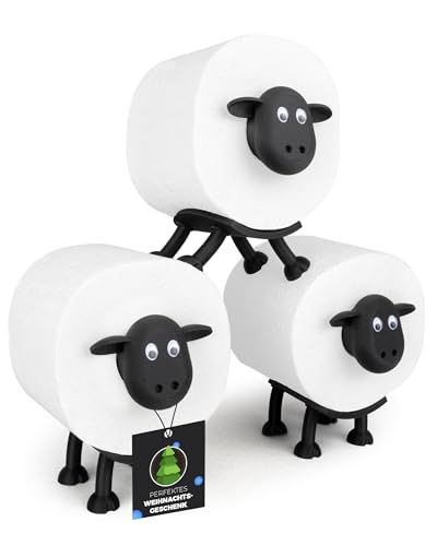 LAYERSMITH® Schaf Toilettenpapierhalter 3er [DAS ORIGINAL] Stapelbar für...