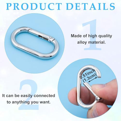 Image of Oval Spring Ring Clips, Metal Keyring Purse Clip