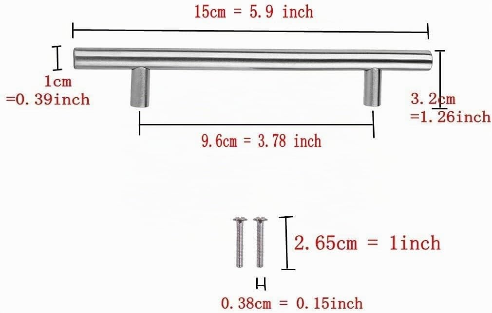 10 maniglie per mobili in argento, maniglie per mobili in acciaio inox, per mobili da cucina, 96 mm, distanza tra i fori, lunghezza totale 150 mm, acciaio inox spazzolato, colore