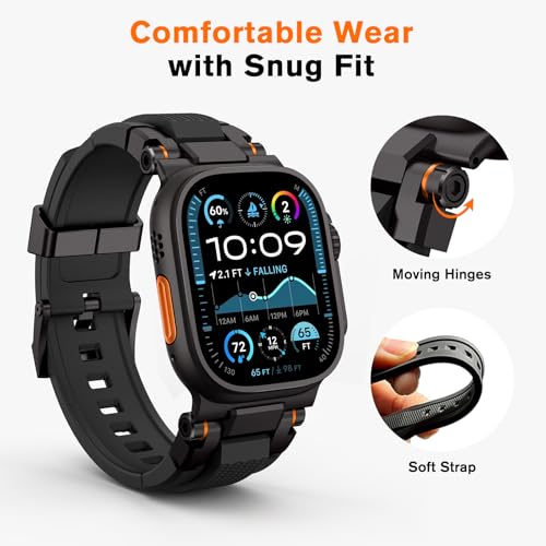 Image of amBand Bands Compatible with Apple Watch Ultra 3 /2 /1 49mm, M1 Sport Series Rugged Durable Strap with Metal Connector to Match Ultra's Titanium Case for iWatch 49mm Men Matte Black