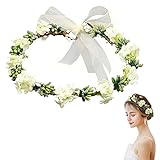 🌸Lebensartiges Design: Unser Blumenkranz-Stirnband ist mit weißen Blumen und grünen Blättern verziert. Sie sehen realistisch und elegant aus. Das süße und romantische Design lässt Ihre Mädchen charmanter und auffälliger aussehen. Sie können sie zusammen tragen, um einen charmanten Look zu kreieren.