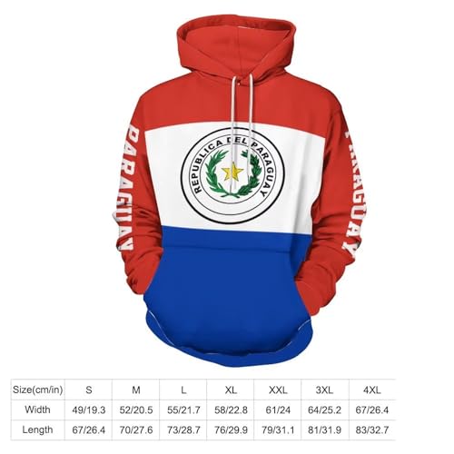 Sweat à capuche élastique imprimé drapeau paraguay pull mode grande taille