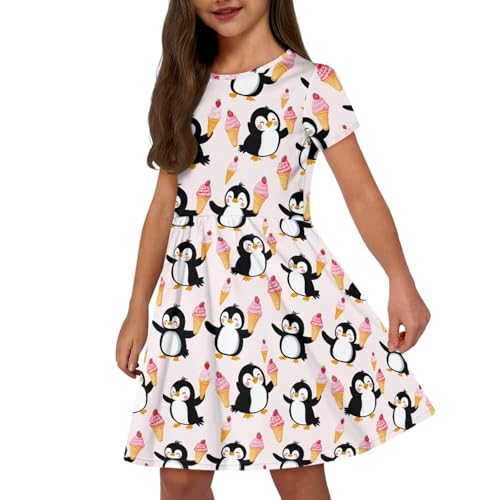Image of Short Sleeve Dress for Girls with Pockets Cute Toddler Girl Clothes Summer 2-12