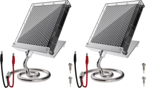 Image of 6V Solar Panel Battery Charger for Deer Feeder, 1.7W Waterproof Solar Panel with Mounting Bracket and Alligator Clips (Pack of 2)
