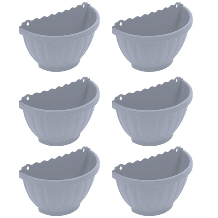 M1SS 6x Etruscan Wall Basket Soft Grey Flower Pot Hanging Planter Garden Plant Container Indoor or Outdoor Home Decoration