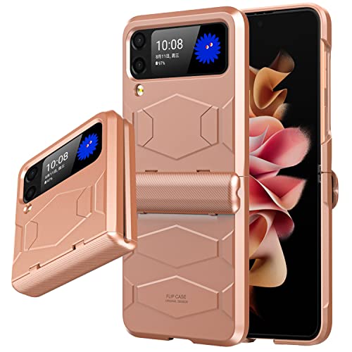 GooseBox z flip 3 5g case Hinge,Samsung flip 3 case with Hinge Protection,flip z 3 case Shockproof,Heavy Duty,Semi-Auto Hinge Protective Case Compatible with Galaxy Z Flip 3 5G (with Hinge Rose Gold)