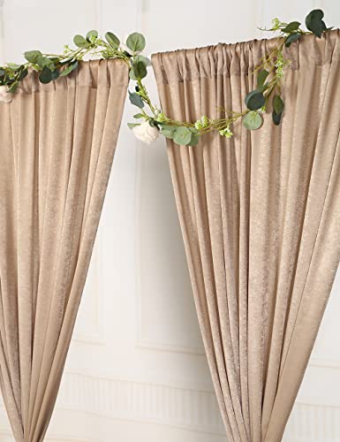 Sherway 2 Panels 4.8 Feet X 10 Feet Biscotti Beige Thick Satin Wedding Backdrop Drapes, Non-Transparent Window Curtains For Party Ceremony Stage Decoration #TOP4