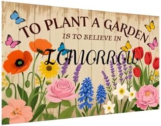 Vintage Garden Tin Sign – Inspirational Gardening Quote Wall Decor for Greenhouse, Yard, or Home, Rustic Metal Sign for Plant Lovers, 8x12 Inch