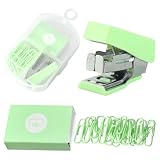 Mini 10# Hefter-Set mit 400 Heftklammern & 20 Büroklammern – Kompakter Reise-Hefter für Kinder, Schule, Büro – Klein, Leicht & Tragbar (Mintgrün)