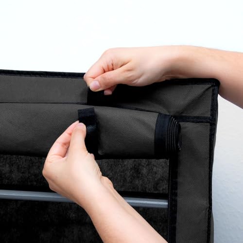 INTIRILIFE Faltschrank 170x58x28 cm in Raben SCHWARZ - mit Reißverschluss Stoffschrank Kleiderschrank Schuhregal mit 9 Ablagefächern - Camping Steckschrank Textil Garderobe