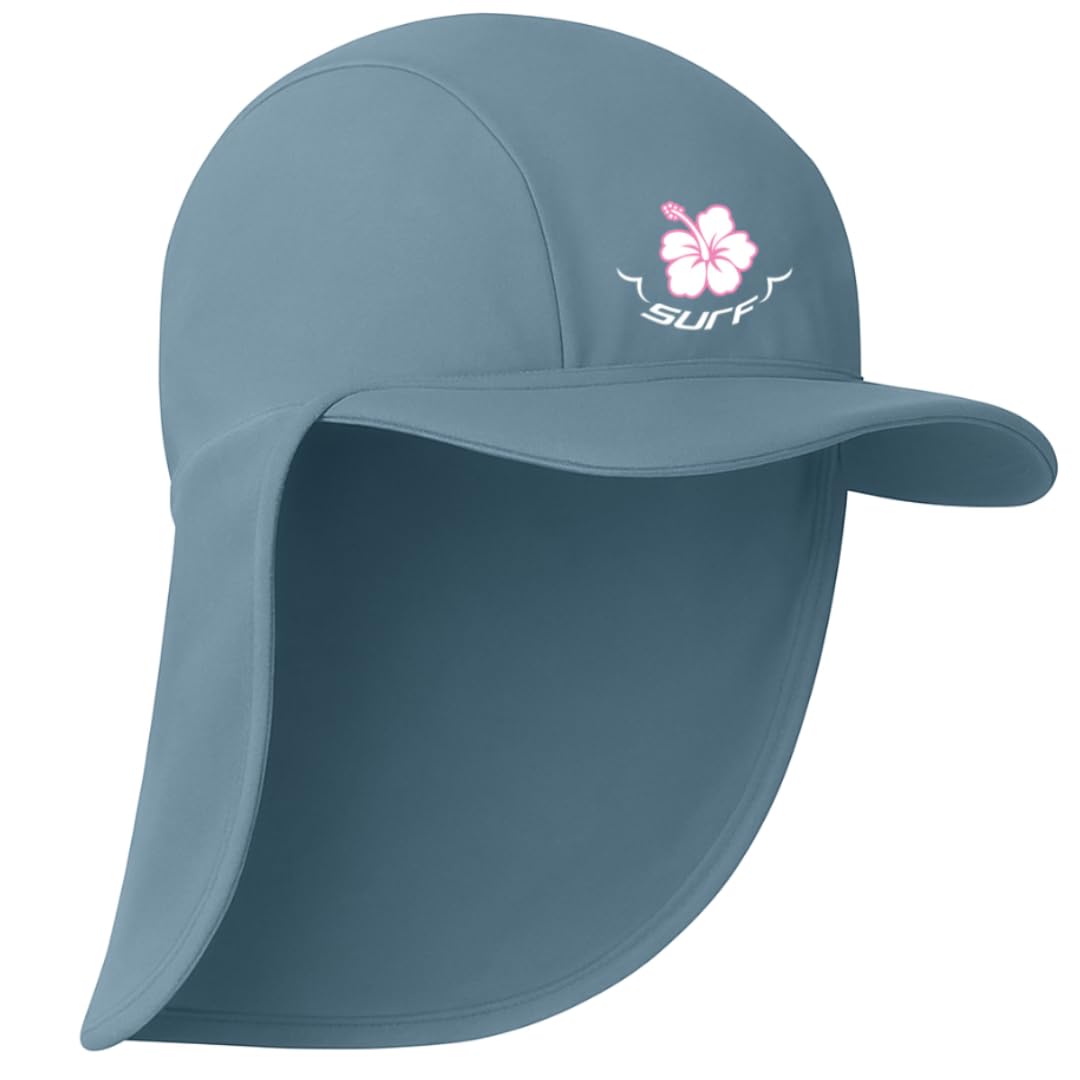 Kidz Swimmers Girls Faded Denim Sun Protection Legionnaire Cap Upf 50+ (Medium 6-10 Years)