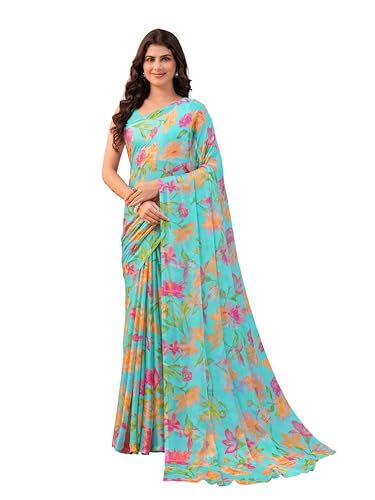 Image of Garden Vareli Floral Print Chiffon Saree