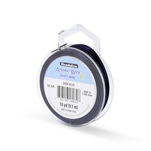 Artistic Wire, 18 Gauge Tarnish Resistant Colored Copper Craft Wire, Dark Blue, 10 yd